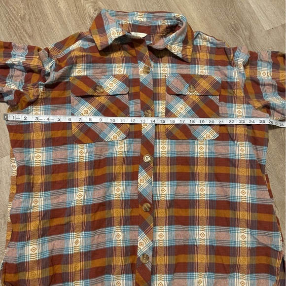 Flannel Button Down Western Shaket Women’s Plus Orange Dark 14w 16w XL XXL Comfy - Picture 4 of 10
